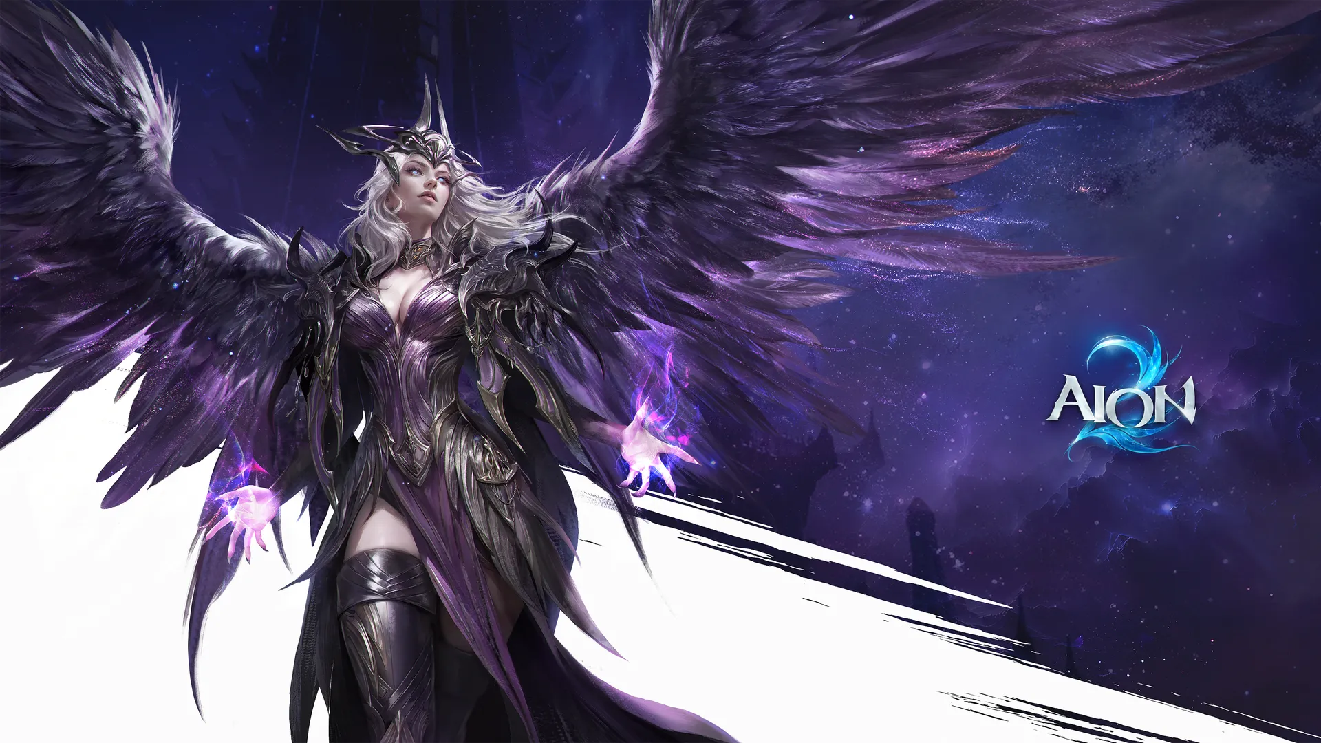 Aion 2 Asmodian warrior with dark wings